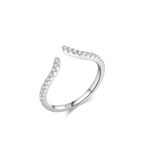 Wycian Ring Damen Luxus Verlobungsring Silber 925 1.7mm Zirkonia Offener Ring mit Einfacher Linie Größe 49 (15.6) für Wife Abschluss von Wycian