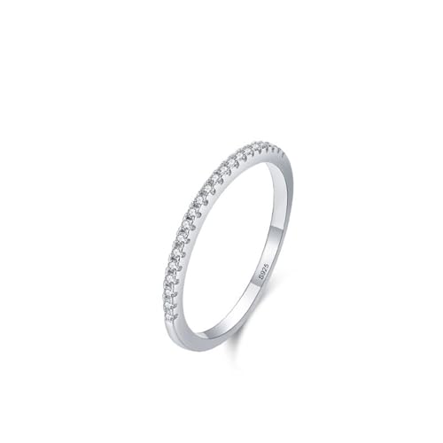 Wycian Ring Damen Modeschmuck Ehering 925 Silber 1.4mm Zirkonia Halbe Ewigkeit Größe 49 (15.6) für Wife Muttertag von Wycian