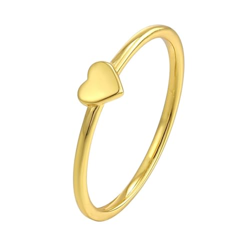 Wycian Ring Damen Modeschmuck Hochzeitsringe Gold 14K Gold Au585 Herzförmig Größe 54 (17.2) Klassisch für Frau Weihnachten Gravur von Wycian
