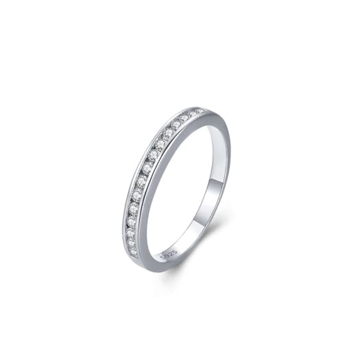 Wycian Ring Damen Verlobungsring Silber Ring 925 2mm Zirkonia Eleganter Stil mit Zirkon Größe 49 (15.6) für Mutter Muttertag von Wycian