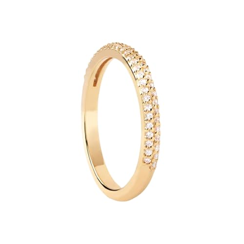 Wycian Ring Deko Ring Gold Jewelery 9K Gelbgold Au375 Runde Form Moissanit Größe 61 (19.4) Vorsteckring für Mutter Einfach Schmuck Geschenk von Wycian