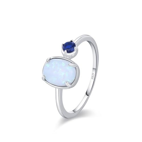 Wycian Ring Deko Silber Ring 925 Damen 1.2mm Opal Eleganter Stil mit Opal Größe 49 (15.6) für Frau Muttertag von Wycian