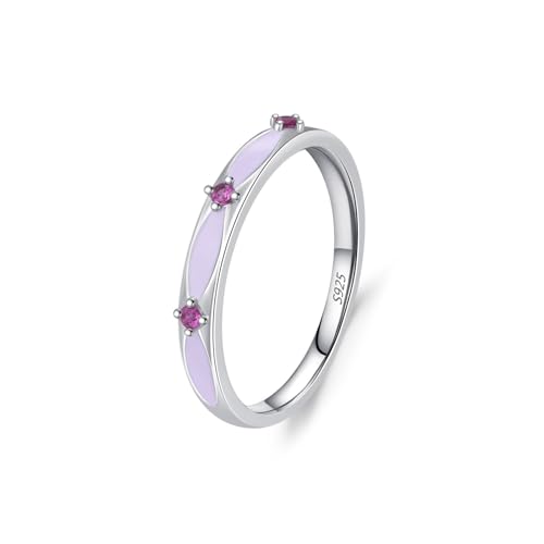 Wycian Ring Größe 54 Damenring mit Steinen 925er Sterlingsilber 2.72mm Violett Geometrisch für Mutter Vatertag von Wycian