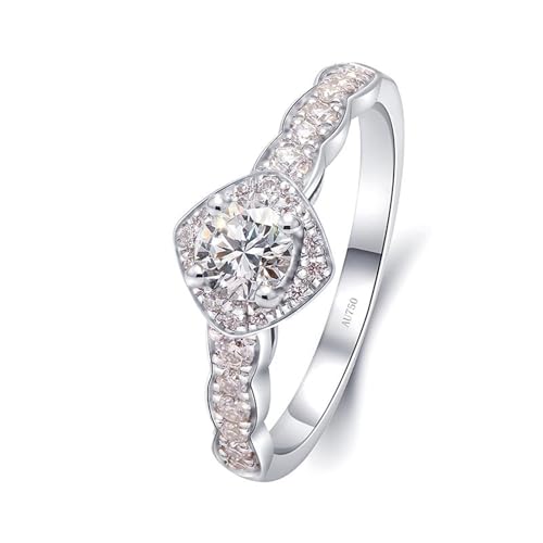 Wycian Ring Moissanite, Eheringe Silber 18K Weißgold Natürlicher Diamant 0.4CT Weiß Runde Form Größe 52 (16.6) für Damen Jahrestag von Wycian
