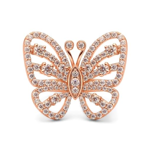 Wycian Ring Moissanite, Freundschaftsring Rosegold 14K Roségold Moissanit 1.52CT Weiß Runde Form Größe 53 (16.9) für Damen Abschluss von Wycian