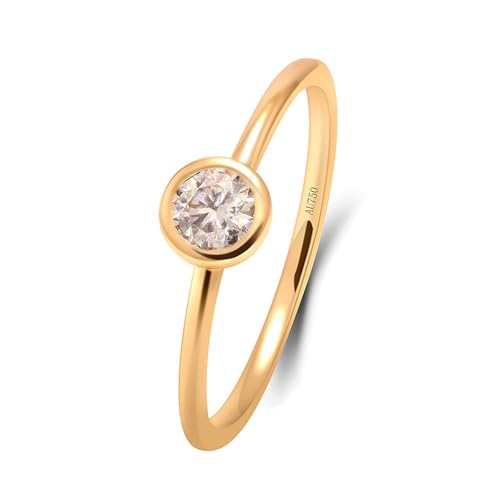 Wycian Ring Moissanite Damen, Ehering Damen Gold 14K Gelbgold Natürlicher Diamant 0.3CT Weiß Runde Form Größe 47 (15.0) für Geburtstag von Wycian