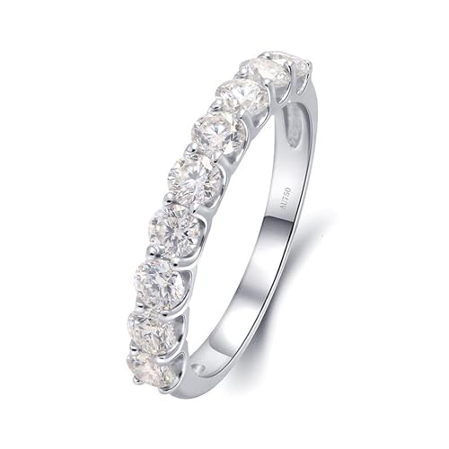 Wycian Ring Moissanite Damen, Ringe Schmuck Silber 14K Weißgold Natürlicher Diamant 0.9CT Weiß Runde Form Größe 63 (20.1) für Hochzeit von Wycian