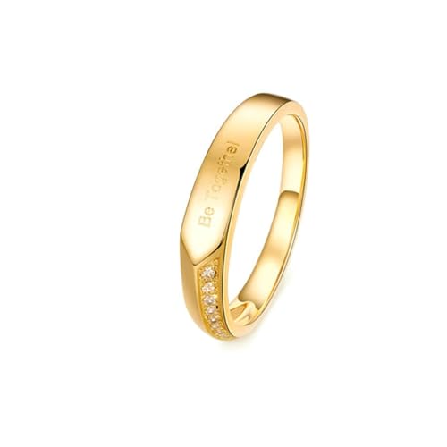 Wycian Ring Paar Für Mann Und Frau, Eheringe 18K Gelbgold Größe 52 (16.6) Moissanit Rundschliff Weiß Personalisiert Für Verlobung von Wycian
