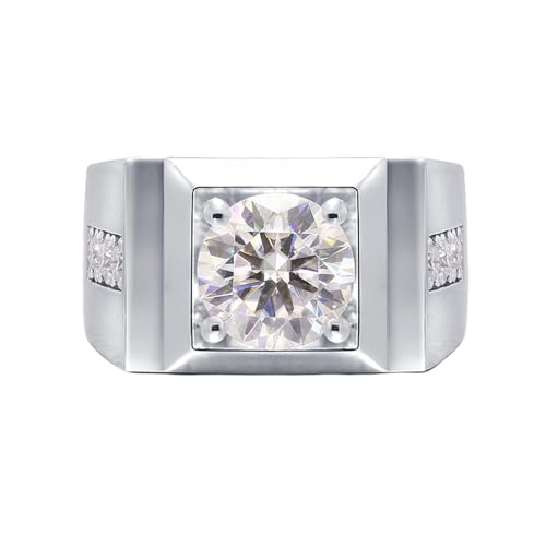 Wycian Ring Platinum, Freundschaftsringe Weiß Gold 14K Moissanit Weißgold 2CT 8mm Weiß Runde Form Größe 52 (16.6) für Damen Jahrestag von Wycian