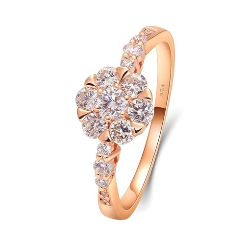 Wycian Ring Rosegold 750, Rosegold Ring Zart 18K Roségold Hergestellter Diamant 0.1CT Weiß Runde Form Größe 66 (21.0) für Damen Muttertag von Wycian