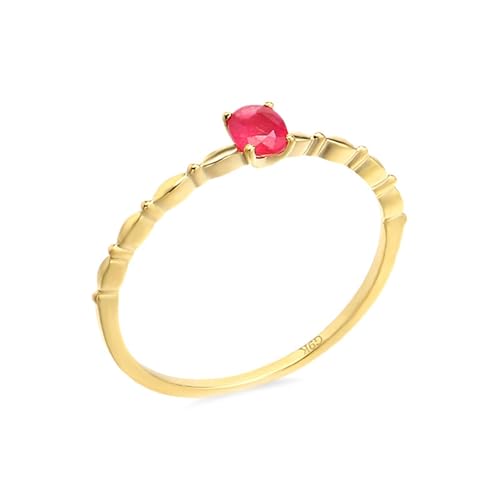 Wycian Ring Rot Damen, Ehering Gold Mann 18K Gelbgold Rubin Rot Ovale Form Größe 47 (15.0) für Vatertag Ring Damen Boho von Wycian