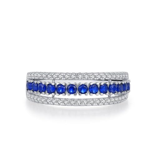 Wycian Ring Schwarz 6mm Ring mit Stein Damen 925er Sterlingsilber Drei Reihen Zirkon Größe 54 (17.2) für Frau Neujahr von Wycian