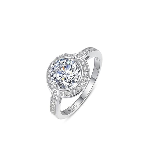 Wycian Ring Set 57 Damen Damen Ringe mit Stein 925er Sterlingsilber 1.7mm Runder Heiligenschein für Mutter Geburtstag von Wycian
