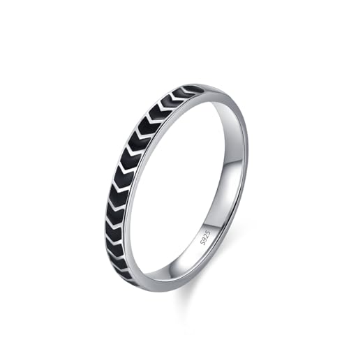 Wycian Ring Set 57 Damen Damen Ringe mit Steinen 925er Sterlingsilber 2.6mm Schwarz Pfeilform für Mutter Abschlussball von Wycian
