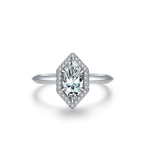 Wycian Ring Set 57 Damen Partner Ringe mit Stein 925er Sterlingsilber 1.7mm Sechseckiger Heiligenschein für Mutter Abschluss von Wycian
