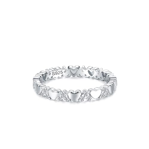 Wycian Ring Set 57 Damen Ringe Frauen mit Stein 925er Sterlingsilber 2.8mm Herzform für Muttertag von Wycian