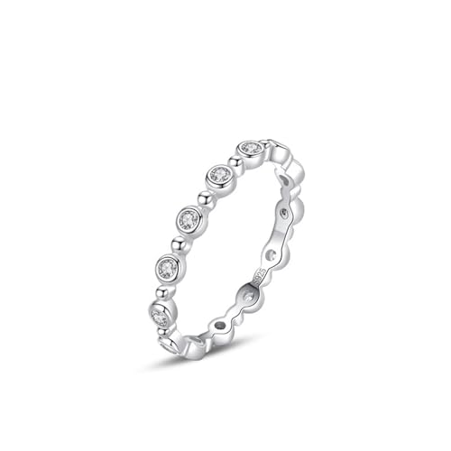 Wycian Ring Set 57 Damen Stein Ring Damen 925er Sterlingsilber 2.4mm Rund mit Zirkonia für Mutter Geburtstag von Wycian
