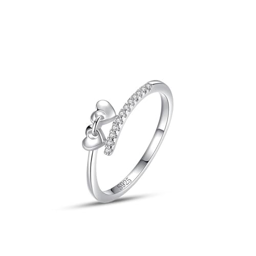 Wycian Ring Set 57 Damen Verlobungsring Damen mit Stein 925er Sterlingsilber 1.5mm Verschachtelte Linien und Herzform für Mutter Muttertag von Wycian