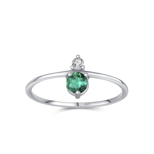 Wycian Ring Set 57 Damen Vintage Ringe mit Stein 925er Sterlingsilber 0.9mm Kleiner Doppelstein für Frau Neujahr von Wycian