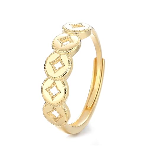 Wycian Ring für Frauen Gold Trauringe 925 Silber Sterlingsilber Geometrisch Einstellbar Verstellbar Mode für Damen Schwester Weihnachten Schmuck von Wycian