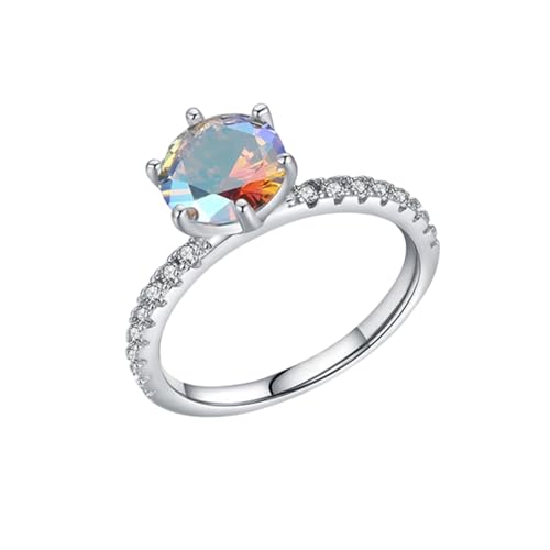 Wycian Ring mit Gravur Ehe Ring Weißgold 9K Au375 8X8mm Runde Form Granat Größe 58 (18.5) Vorsteckring für Lesben Klassisch Schmuck Geschenk von Wycian