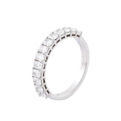 Wycian Ring mit Gravur Freundschaftsringe Weißgold 14 Karat Moissanit Halbe Ewigkeit Größe 58 (18.5) Beliebt für Frau Weihnachten Personalisiert von Wycian