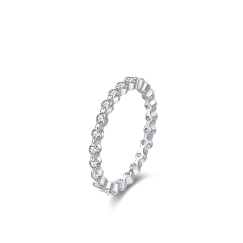 Wycian Ring mit Gravur Personalisiert Ehering 925 Silber 2mm Zirkonia Eleganter Stil mit Vollem Zirkon Größe 54 (17.2) für Mutter Hochzeit von Wycian