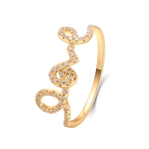 Wycian Ring mit Steinen, Gold Ring Personalisiert 18K Gelbgold Hergestellter Diamant 0.26CT Weiß Runde Form Größe 65 (20.7) für Damen Hochzeit von Wycian