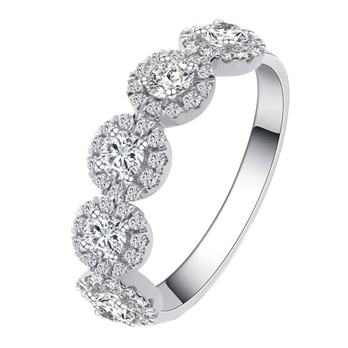 Wycian Ringe Damen Boho Verlobungsringe Weißgold 18 Karat Moissanit Elegant Größe 45 (14.3) Beliebt für Tante Weihnachten Personalisierbar von Wycian