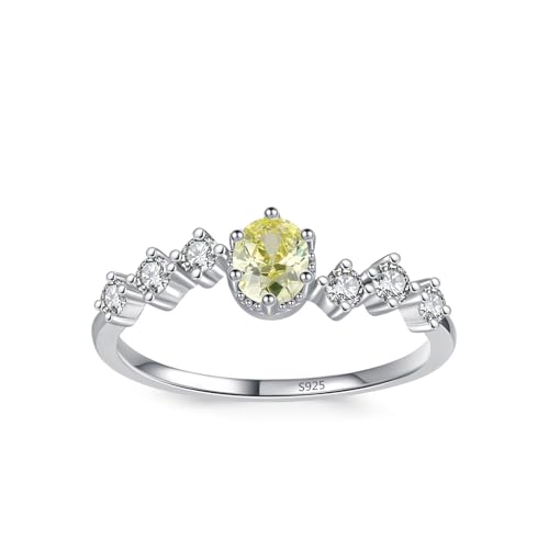Wycian Ringe Damen Elegant Ehering Damen 925 1.1mm Zirkonia Eleganter Stil mit Ovalem Zirkon Größe 49 (15.6) für Frau Vatertag von Wycian
