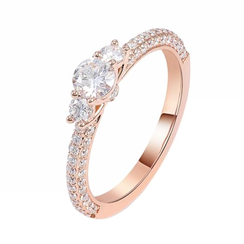 Wycian Ringe Damen Elegant Ring Personalisiert Rosegold 18 Karat Roségold Moissanit Zierlich Größe 62 (19.7) Beliebt für Schwester Weihnachten Personalisierbar von Wycian