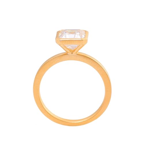 Wycian Ringe Damen Nickelfrei Damen Ringe Gold Verlobungsring Gelb 14K Gold Moissanit mit Quadratischem Moissanit 1 Ct Größe 49 (15.6) Elegant für Schwester Valentinstag Personalisiert von Wycian