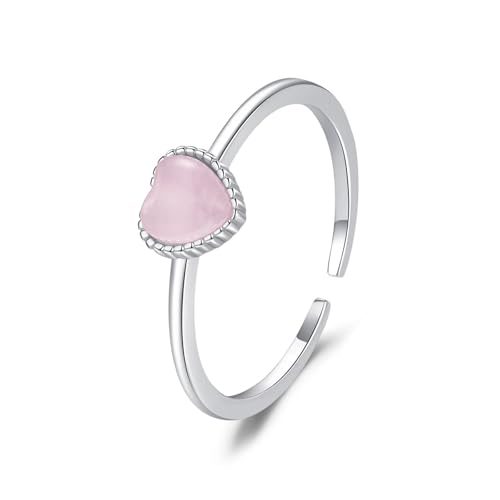 Wycian Ringe Damen Verlobungsring Damen Rosa Weißgold 9K Au375 5X5mm Herzform Opal Größe 53 (16.9) Vorsteckring für Tante Elegant Schmuck Geschenk von Wycian