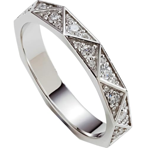 Wycian Ringe Frauen Boho Hochzeitsringe 60 18 Karat Weißgold Labordiamant mit Rundem Moissanit Größe 60 (19.1) Klassisch für Lesben Neujahr Personalisiert von Wycian