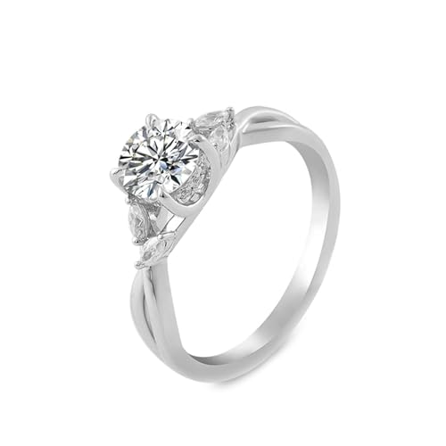 Wycian Ringe Frauen Elegant Freundschaftsringe Aus Weissgold 18 Karat Moissanit mit Rundem 2Ct Moissanit Größe 61 (19.4) Einfach für Lesben Valentinstag Personalisierbar von Wycian