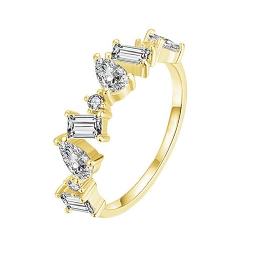 Wycian Ringe Frauen Personalisiert Ring Gold Damen Modeschmuck 9K Gelbgold Au375 Rechteckform Moissanit Größe 61 (19.4) Vorsteckring für Schwester Modern von Wycian