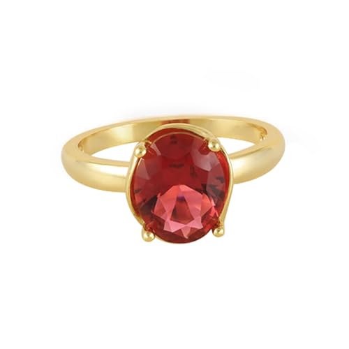 Wycian Ringe Frauen Ring Gold Verlobung 9K Gelbgold Au375 Ovale Form Im Labor Hergestellter Rubin Größe 62 (19.7) Vorsteckring für Schwester Modern Schmuck von Wycian