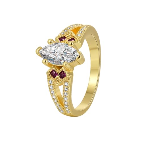 Wycian Ringe Frauen Ringe Gold 18K Au750 Moissanit Marquise Größe 62 (19.7) Elegant für Mutter Weihnachten Personalisierbar von Wycian