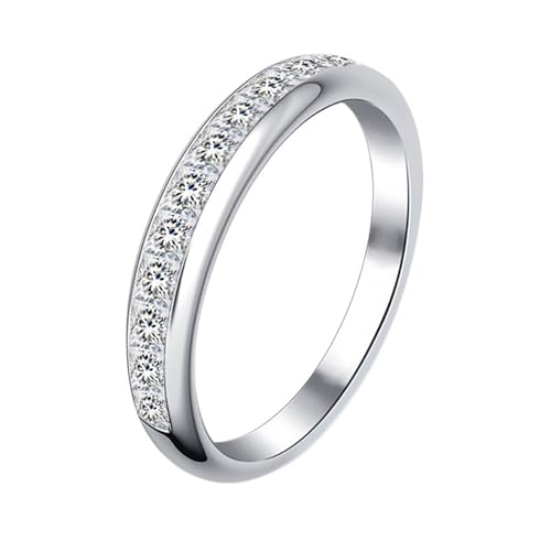 Wycian Ringe Nickelfrei Moissanite Ring 9K Weißgold Einfach Stapelbar Größe 61 (19.4) Beliebt für Tante Weihnachten Gravur von Wycian