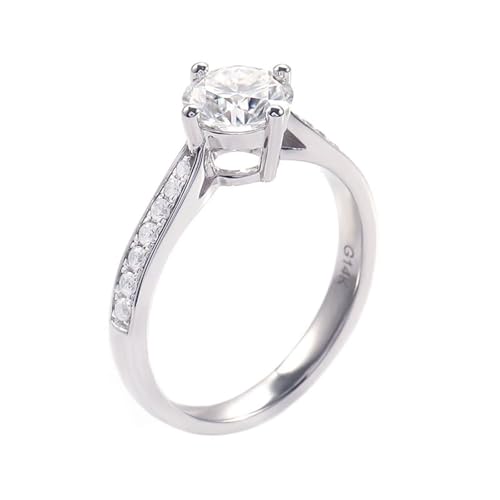 Wycian Ringe Nickelfrei Promise Ring Silber 18 Karat Weißgold Moissanit 4 Zinken. Rund. mit Moissanit Größe 60 (19.1) Beliebt für Lesben Jahrestag Personalisierbar von Wycian