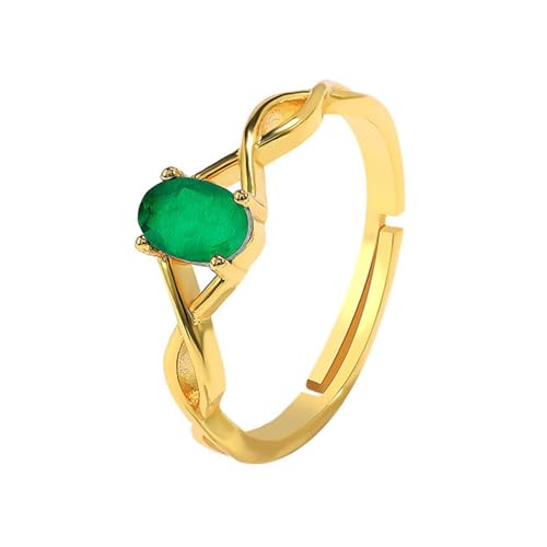 Wycian Ringe Verlobung Goldene Ringe Verschiedene Größen 9K Gelbgold Au375 4X6mm Ovale Form Im Labor Hergestellter Smaragd Größe 61 (19.4) Vorsteckring von Wycian