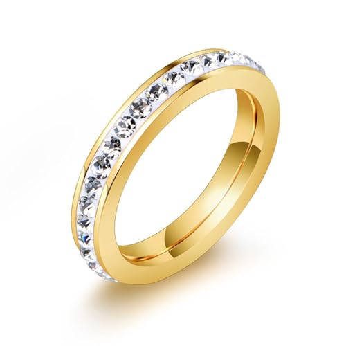 Wycian Ringe Vintage, Eheringe Carbon Titan Edelstahl Zirkonia Größe 54 (17.2) 3,5 mm mit Zirkonia Personalisiert für Mutter Muttertag von Wycian