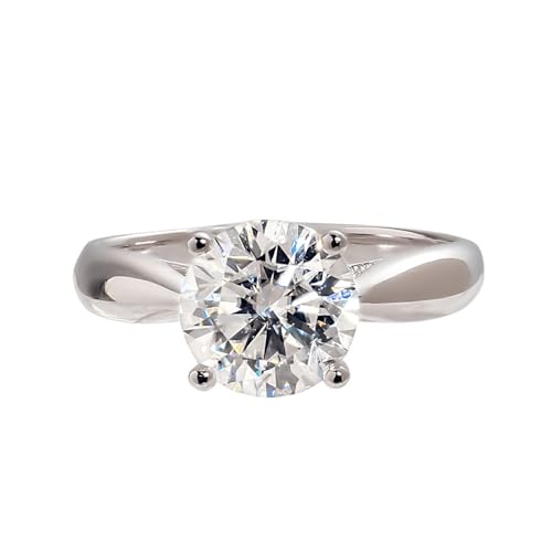 Wycian Ringe Vintage Damenring Weissgold 18 Karat Moissanit Polierter Runder Solitär-Moissanit Größe 57 (18.1) Klassisch für Mutter Weihnachten Personalisierbar von Wycian