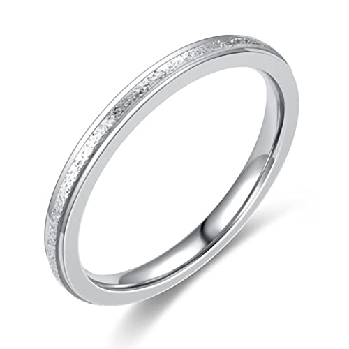 Wycian Ringe für Damen Silber, Edelstahl Ringe Damen 2mm Ring Am Kleinen Finger Matt Größe 45 (14.3) Elegant Verlobung Ringe für Unisex von Wycian