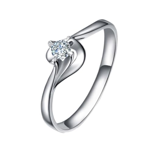 Ringe für Paare Verlobung, Bijou Brigitte Ringe 18 Karat Weißgold Lab Diamant 0.09CT Weiß Rundschliff VVS mit Größe 65 (20.7) Personalisiert von Wycian