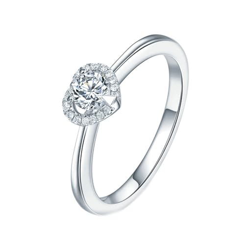 Ringe für Paare mit Kette, Verlobung Ring Silber 18 Karat Weißgold AU750 Lab Diamant 0.3CT Ij Rundschliff VVS mit 18 Diamant G Größe 57 (18.1) von Wycian