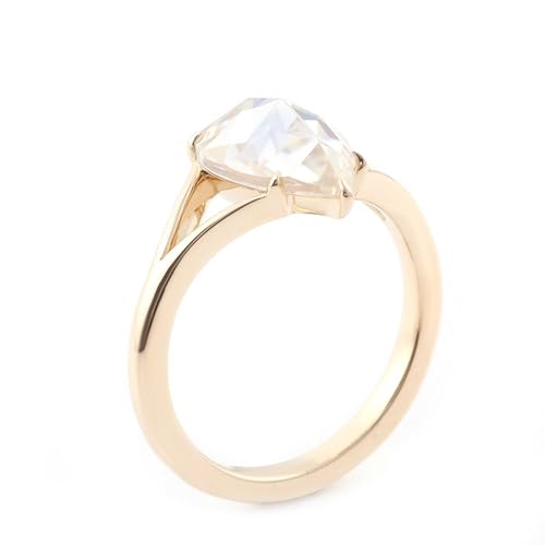 Wycian Schmuck Damen Gold Ringe Frauen Schlicht Gelb 9K Gold Moissanit mit 2 Karat Birnenförmigem Moissanit Größe 54 (17.2) Einfach für Tante Cocktail Personalisierbar von Wycian