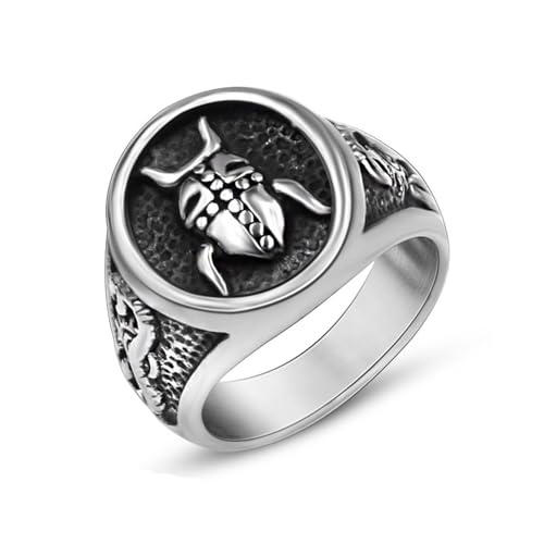 Wycian Schmuck Damen Ringe, Freundschaftsringe Ringe Silber Edelstahl Größe 57 (18.1) 16.9mm Vintage Beatles-Muster Anpassbar für Frau Neujahr von Wycian