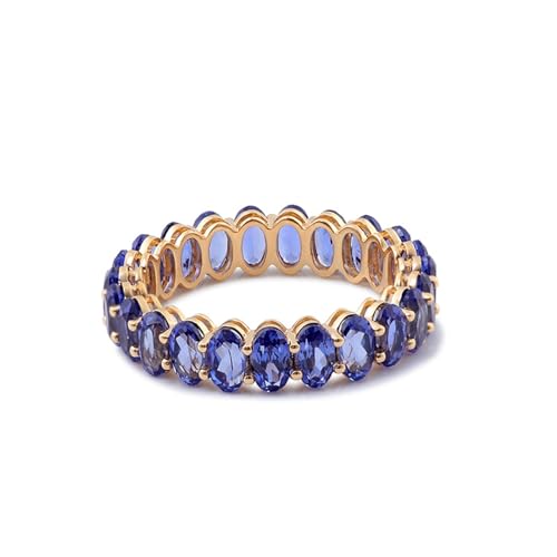 Wycian Schmuck Damen Ringe, Ring Blau Mit Stein 18K Rosegold 18K Größe 52 (16.6) Labor Erstellt Roten Saphir Ovalschliff Blau Gravur Für Jahrestag von Wycian