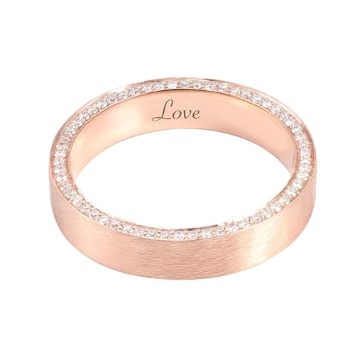 Schmuck Damen Ringe, Ring Damen Gold Breit 18K Rosegold 18K Größe 57 (18.1) Moissanit Rundschliff Weiß Personalisiert Für Hochzeit von Wycian